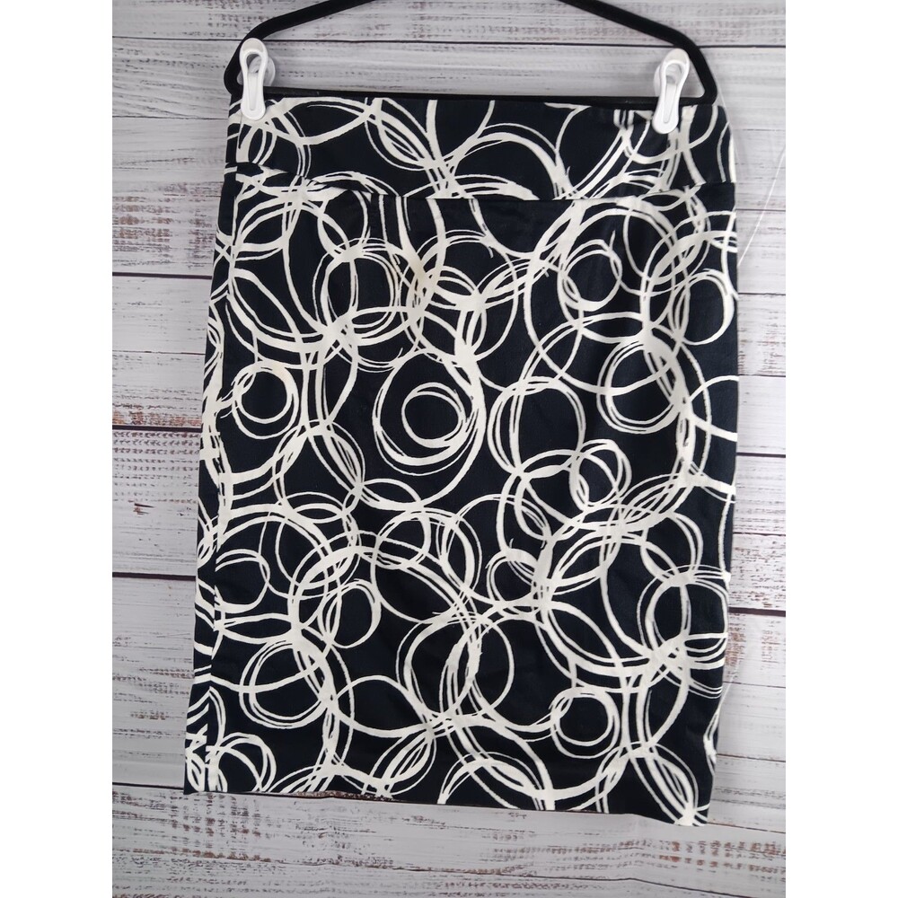 Grace Elements Skirt Women’s 14 Black White  Knee Length Cotton Zip